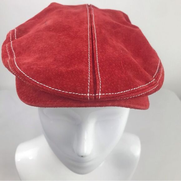 Goorin Red Leather Suede Newsboy Peaky Blinders Cabbie Cap - Picture 1 of 13